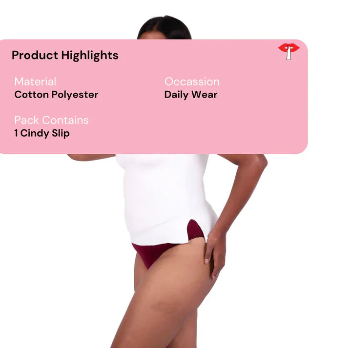 Dual-Purpose White Camisole Top – Cindy Cotton Slip with Side Slit