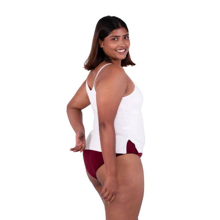 Dual-Purpose White Camisole Top – Cindy Cotton Slip with Side Slit